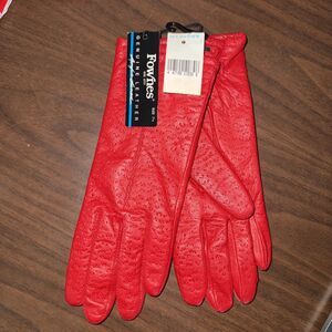Fownes Women's Vintage Red Leather Driving Gloves Size 7.5 NWT
